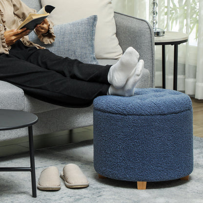 Ramazi Teddy Fleece Blue Storage Ottoman