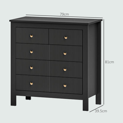 Dineta Wooden Black Elegant 5 Drawer Chest Of Drawers