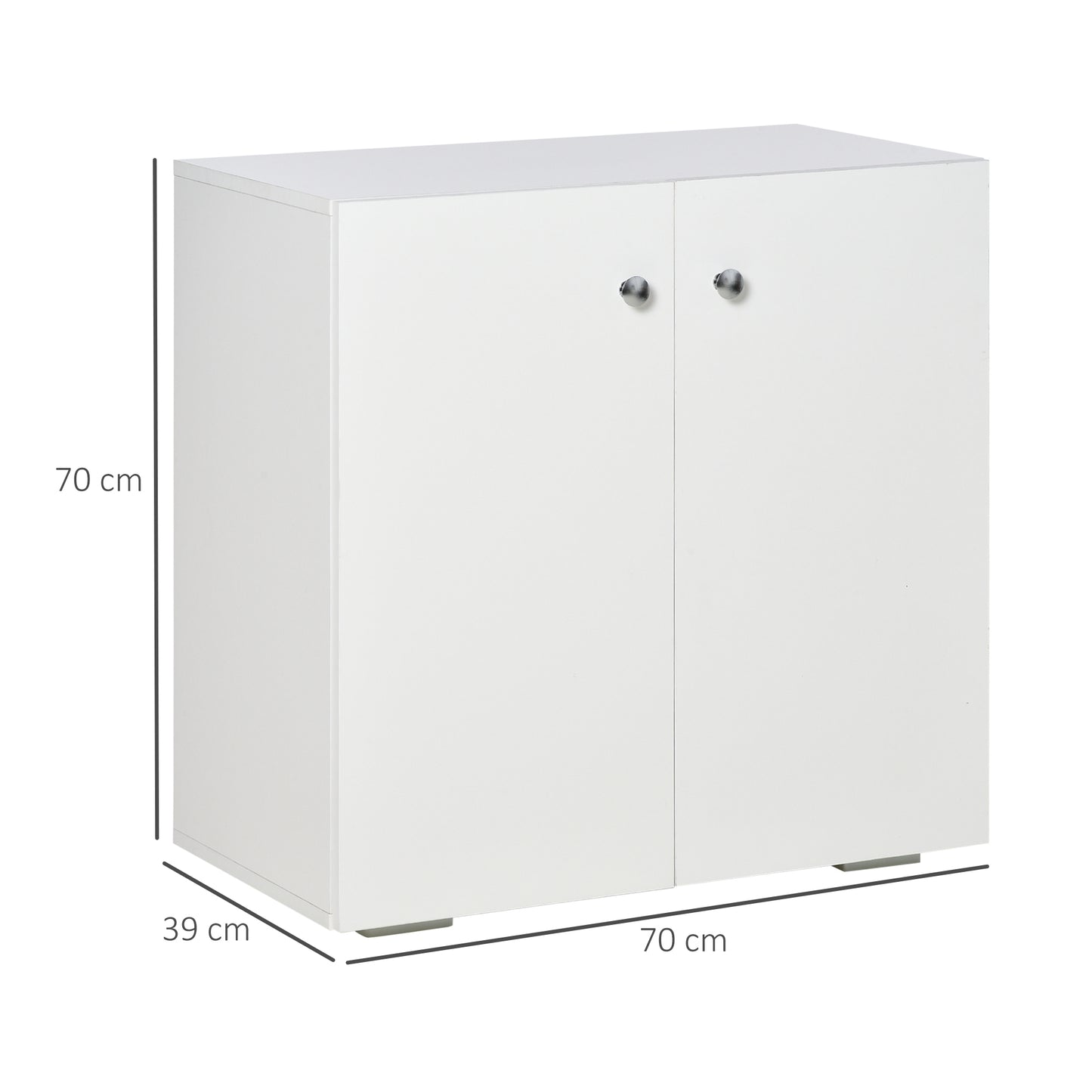 Cosofi White Wood Freestanding Storage Cabinet 2 Doors 2 Shelves