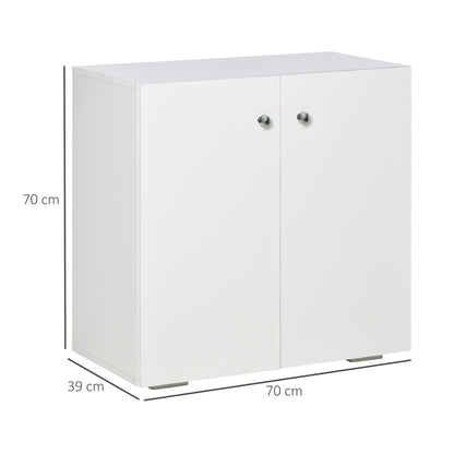 Cosofi White Wood Freestanding Storage Cabinet 2 Doors 2 Shelves