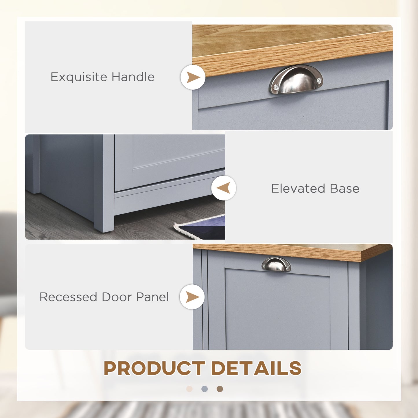 Zifa Grey and Natural Wooden  Shoe Cabinet With 2 Doors For Hallway Storage