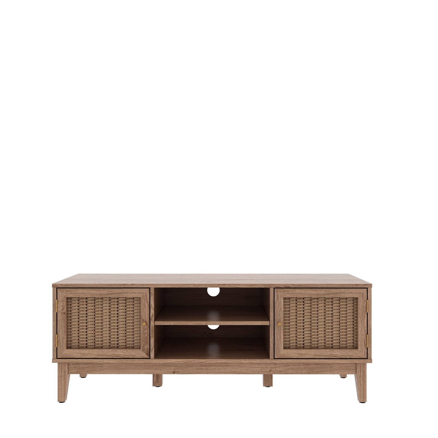 Waterford Oak Wood and Rattan TV Unit 2 Doors