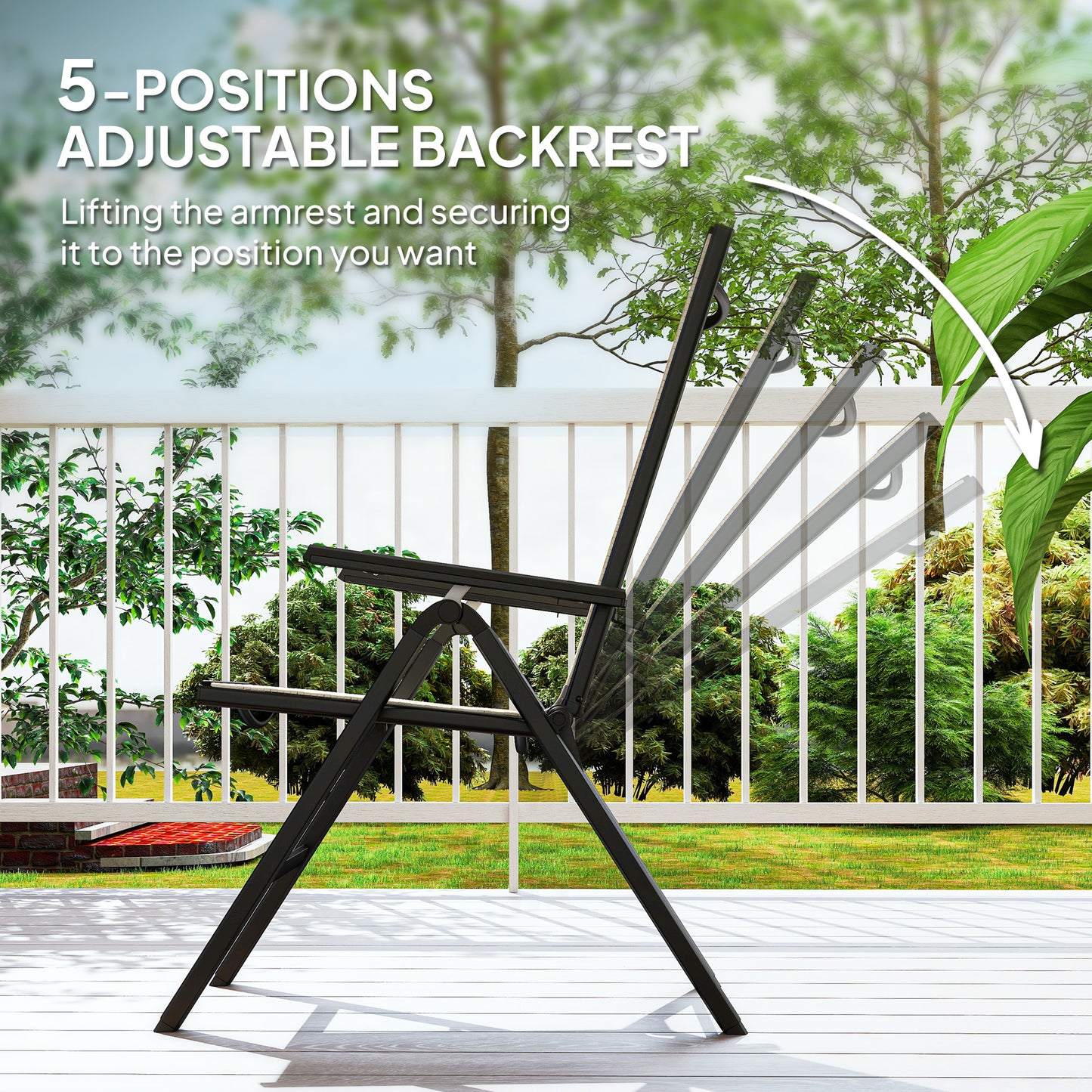 Tatoba Rattan Black Reclining Outdoor Garden Chairs With Adjustable Backrest