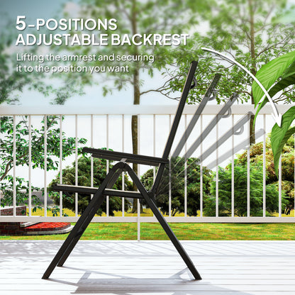 Tatoba Rattan Black Reclining Outdoor Garden Chairs With Adjustable Backrest