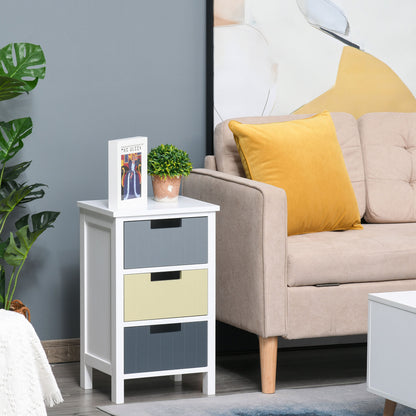 Vicoma Multicolour Wooden Neutral Finish 3 Drawer Storage Tower With Wood Top