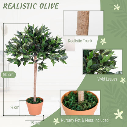 Niladi Artificial Olive Style Tree In Green With Orange Accent Pot For Interior Decor