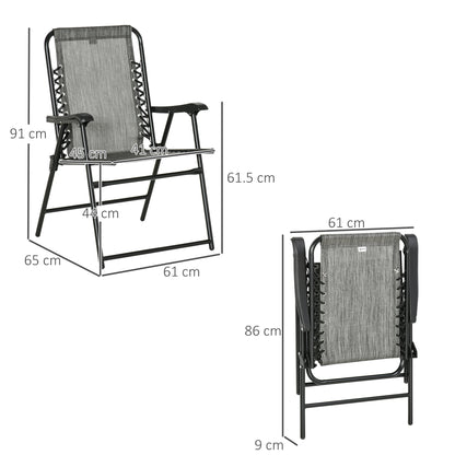 Losota Kefi Metal Grey Set Of 2 Foldable Outdoor Lounger Chairs With Armrests