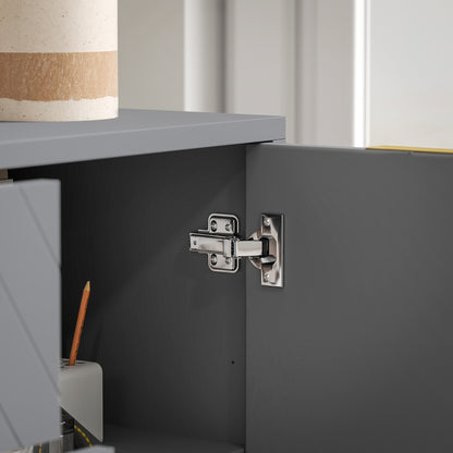Veli Grey Sideboard With 3 Drawers 2 Doors 2 Sehelves
