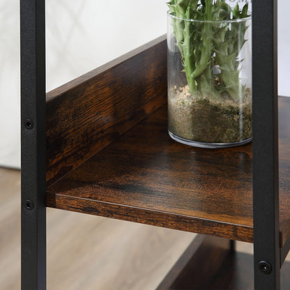 Ranasa 120cm Metal And Wooden Rustic Brown Industrial Desk With Storage Shelves