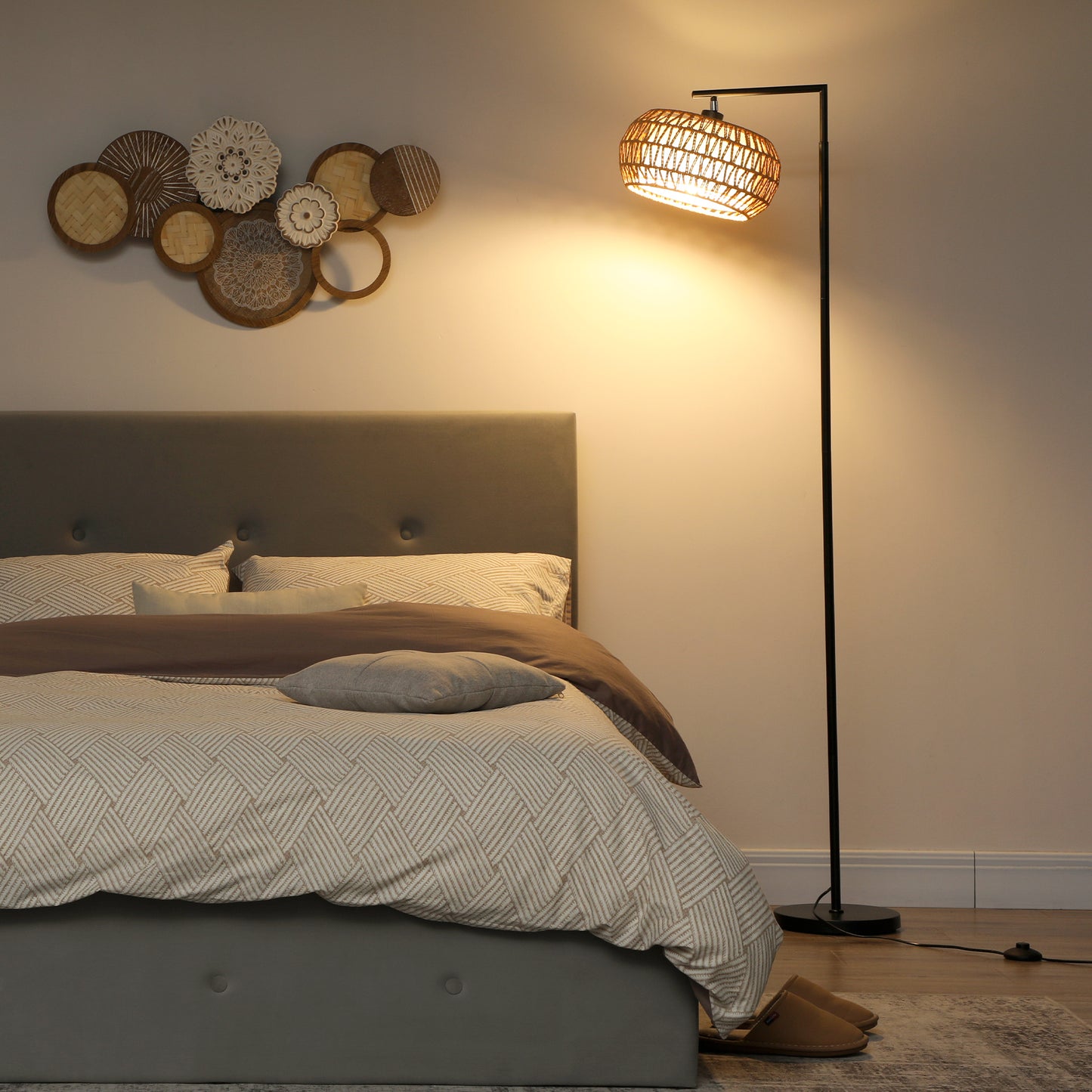Modi Metal Black Boho Style Dimmable Floor Lamp