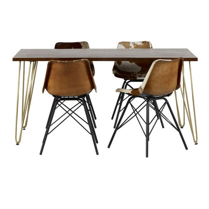 Bandung Dark Mango Wood and Gold Dining Table
