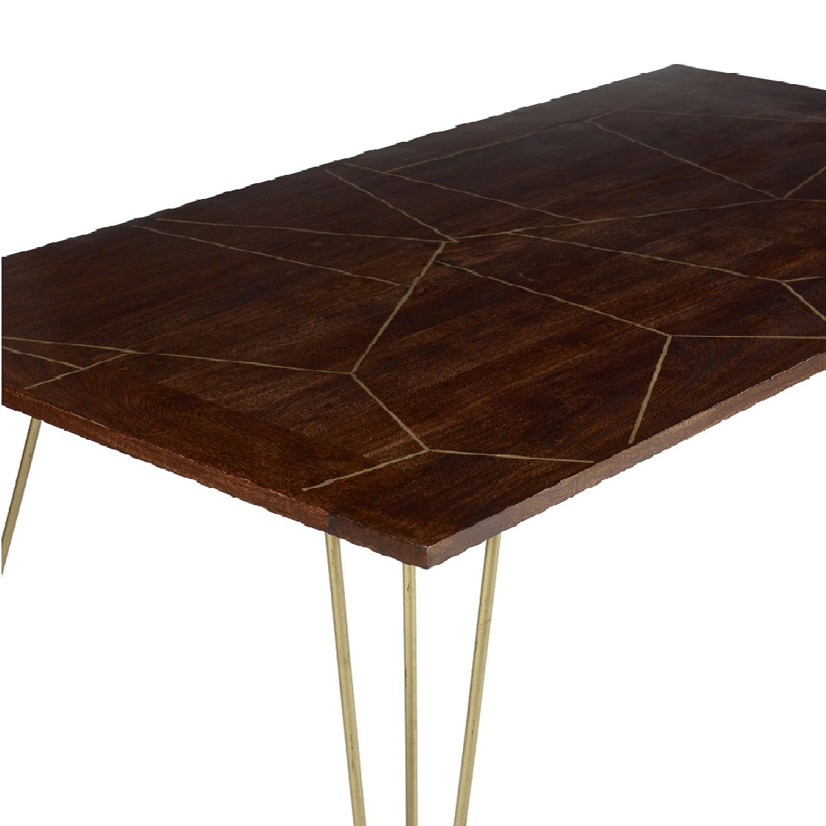 Bandung Dark Mango Wood and Gold Dining Table