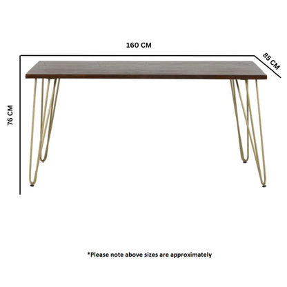 Bandung Dark Mango Wood and Gold Dining Table