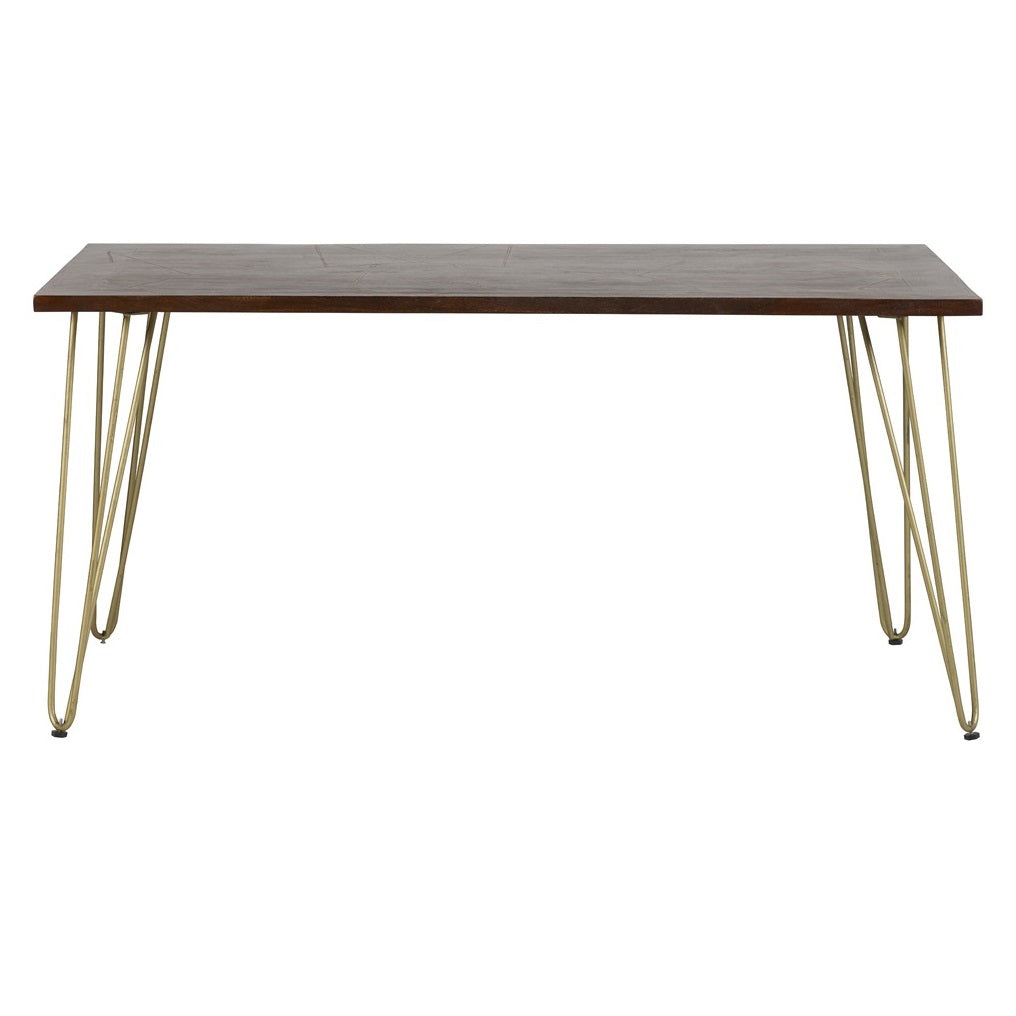 Bandung Dark Mango Wood and Gold Dining Table