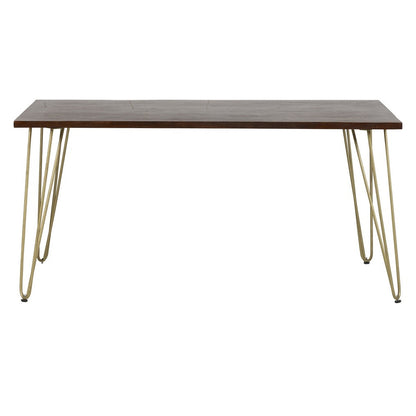 Bandung Dark Mango Wood and Gold Dining Table