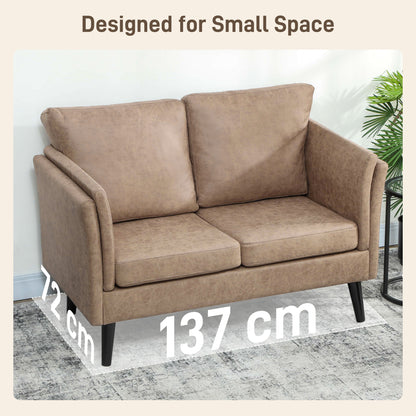 Vaha Light Brown Faux Leather 2 Seater Sofa