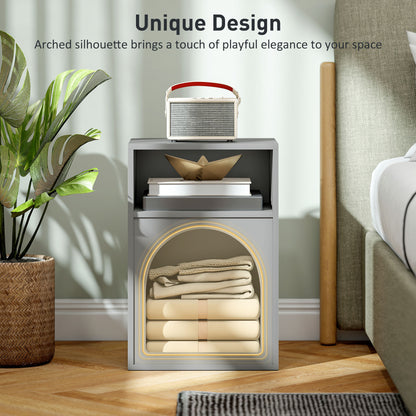 Sarayo Faco Grey Bedside Table With 2 Open Storage