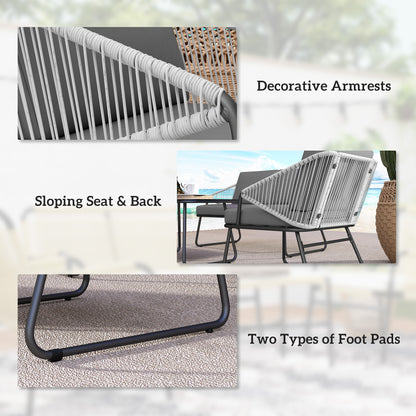 Yoma Grey Rattan String 4 Seater Outdoor Sofa Set