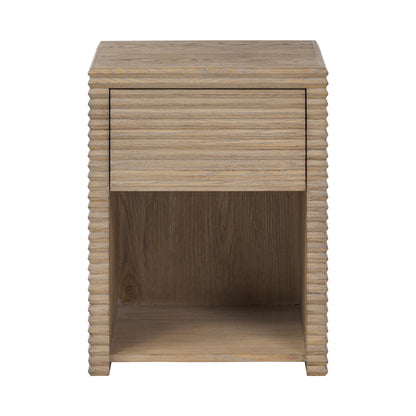 Mandarina Weathered Oak Ribbed One Drawer Bedside Table