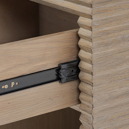 Mandarina Weathered Oak Ribbed One Drawer Bedside Table