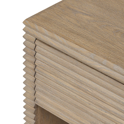 Mandarina Weathered Oak Ribbed One Drawer Bedside Table