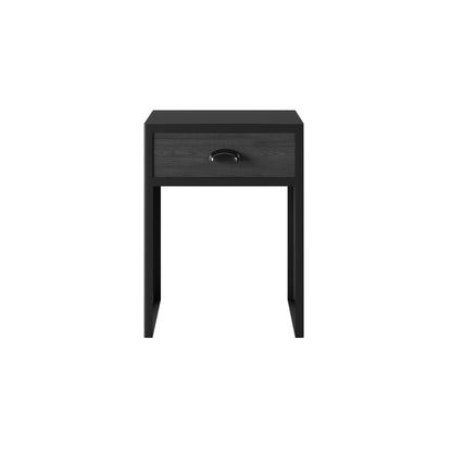 Rimini Slate Grey Oak and Black Bedside Table with Drawer