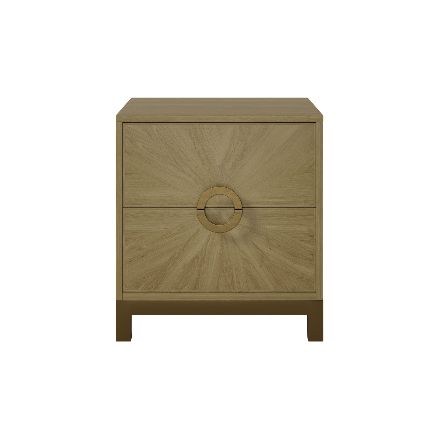 Ferrara Natural Oak Sunburst Bedside Table 2 Drawers