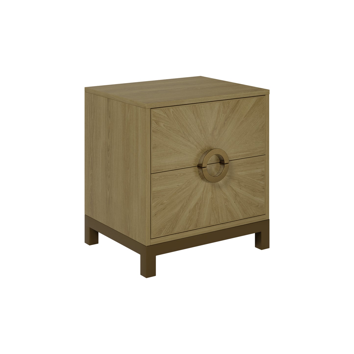 Ferrara Natural Oak Sunburst Bedside Table 2 Drawers