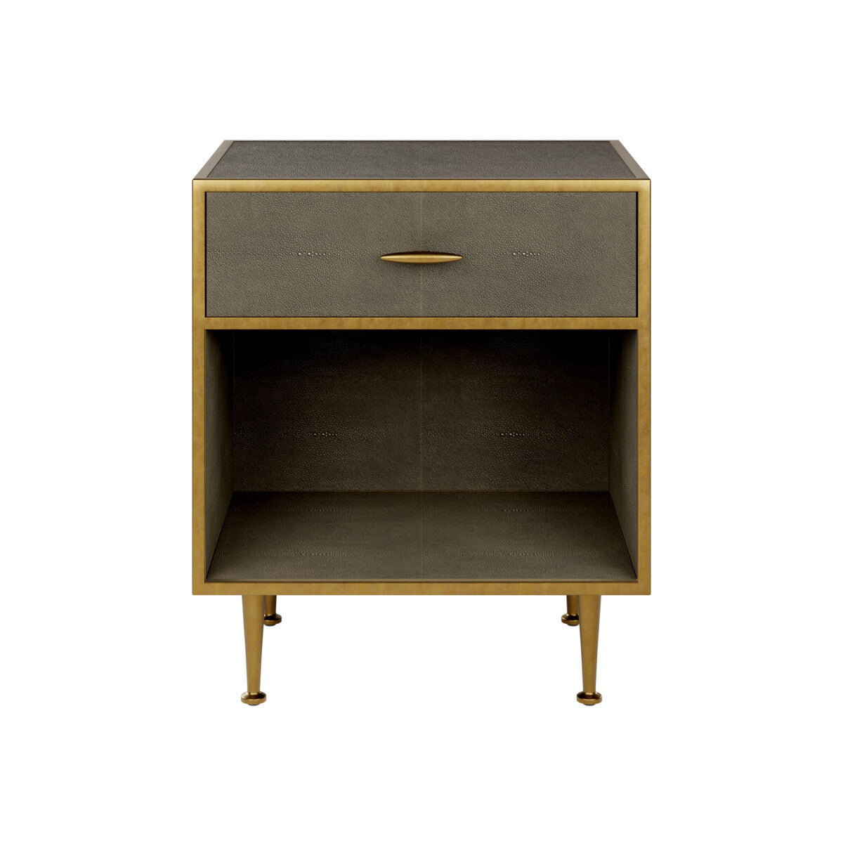 Verona Taupe Shagreen and Gold Bedside Table