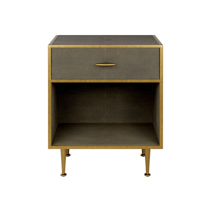 Verona Taupe Shagreen and Gold Bedside Table