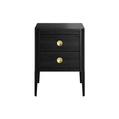 Bologna Black Oak and Brass Two Drawer Bedside Table