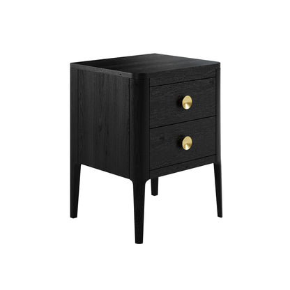 Bologna Black Oak and Brass Two Drawer Bedside Table