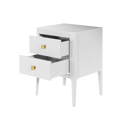 Paraty White Wood Grain Two Drawer Bedside Table