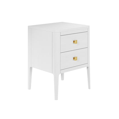 Paraty White Wood Grain Two Drawer Bedside Table