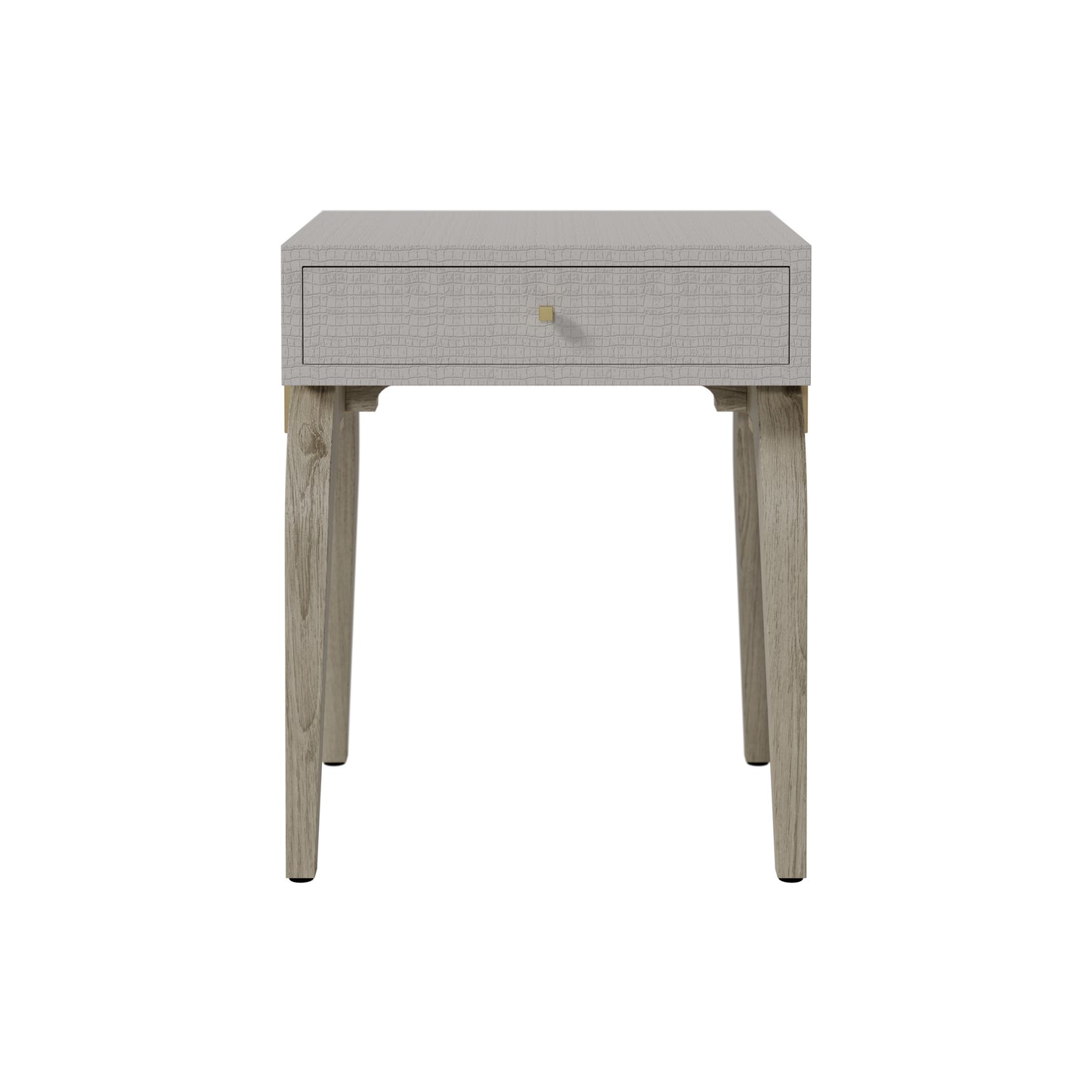 Cordoba Taupe Textured and Brass Bedside Table with Drawer