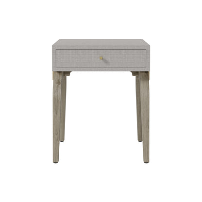 Cordoba Taupe Textured and Brass Bedside Table with Drawer