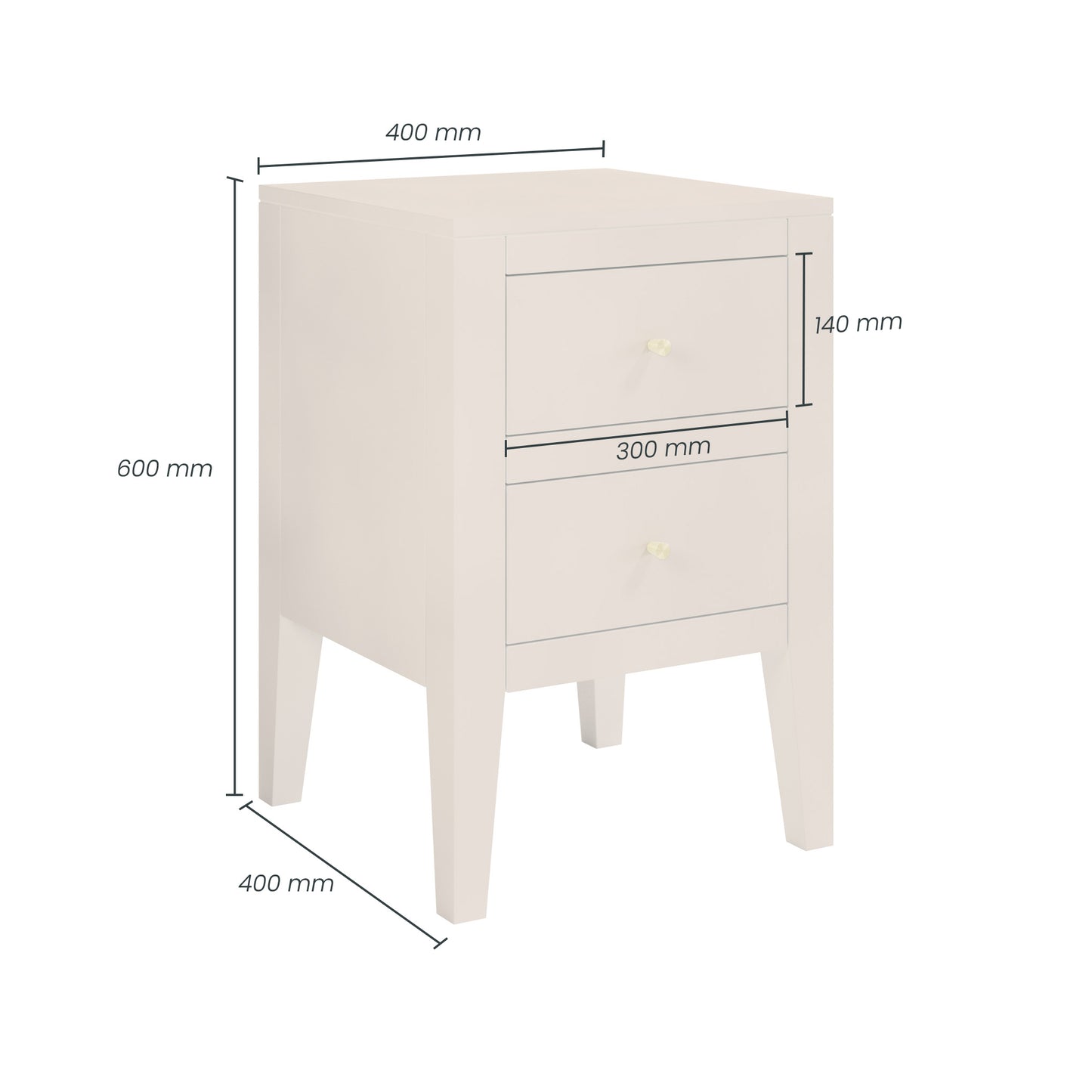Rosemary White Wood Grain Two Drawer Bedside Table