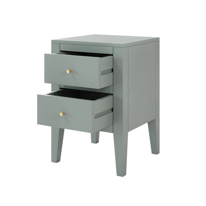 Roma Pigeon Grey Wood Two Drawer Bedside Table