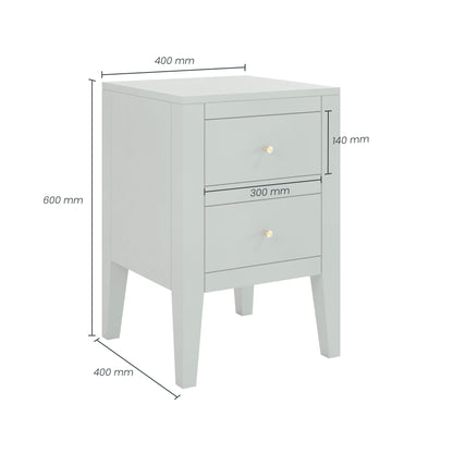 Roma Pigeon Grey Wood Two Drawer Bedside Table