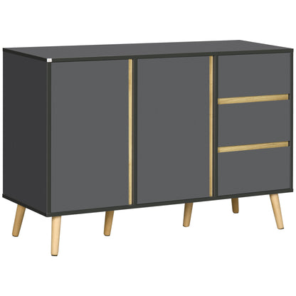 Sola Vela Dark Grey Sideboard Double Doors 3 Drawers And Shelves
