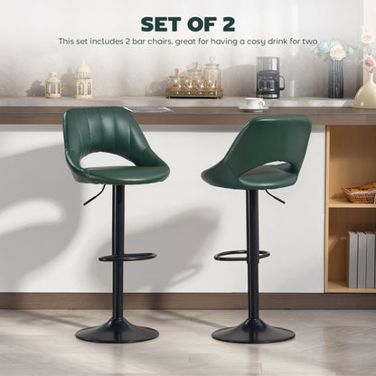 Nimba Set Of 2 Dark Green Faux Leather Counter H8 Bar Stools