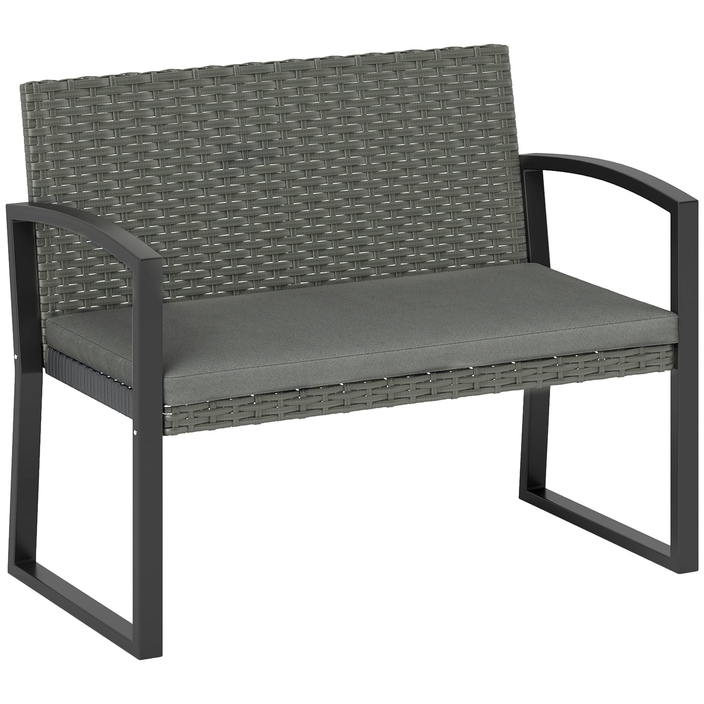 Haloka Rattan Light Grey 2 Seater Outdoor Garden Bench