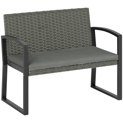Haloka Rattan Light Grey 2 Seater Outdoor Garden Bench