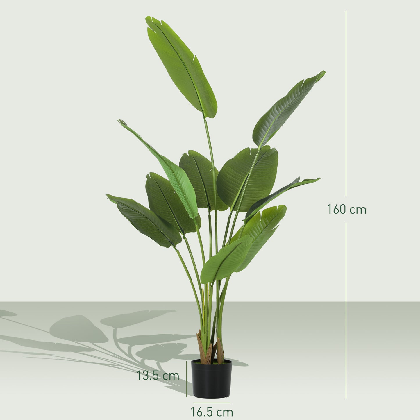 Nozizi Tall Artificial Bird Of Paradise Leaf Plant With Sculpted Foliage In Pot H8 160cm Green