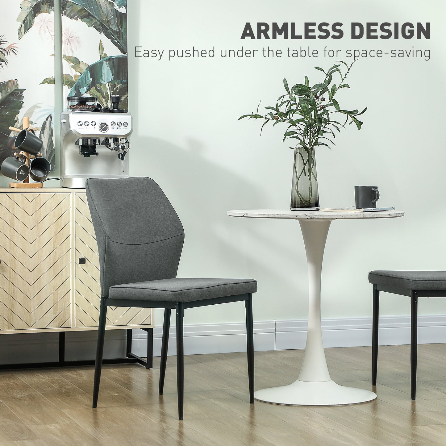 Lavimoso Velvet Grey Armless Dining Chairs Set Of 2 With Curved Back And Metal Legs