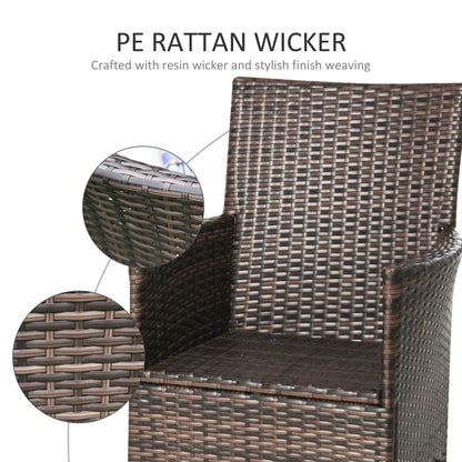 Kesase Set Of 2 Rattan Mixed Brown Garden Dining Chairs With Cushioned Seats