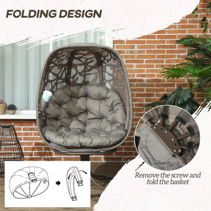 Nise Rattan And Metal Sand Brown Swivel Egg Chair With Cushions