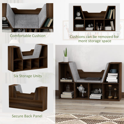 Elka Lado Wood Chestnut Cube Bookcase With Cushioned Reading Seat