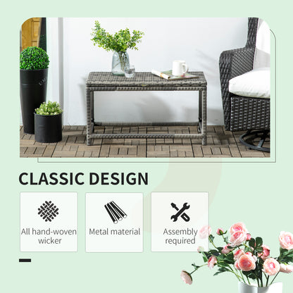 Vemiro Grey Rattan Rectangular Outdoor Coffee Table With Open Frame