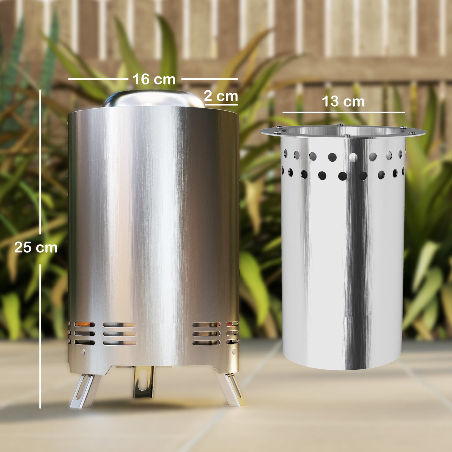 Balatti Small Stainless Steel Silver Tabletop Smokeless Fire Pit